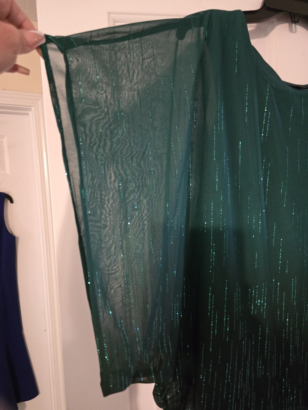 Dina And Ariel Elegant Teal Sparkle Women's Blouse - Picture 2 of 5